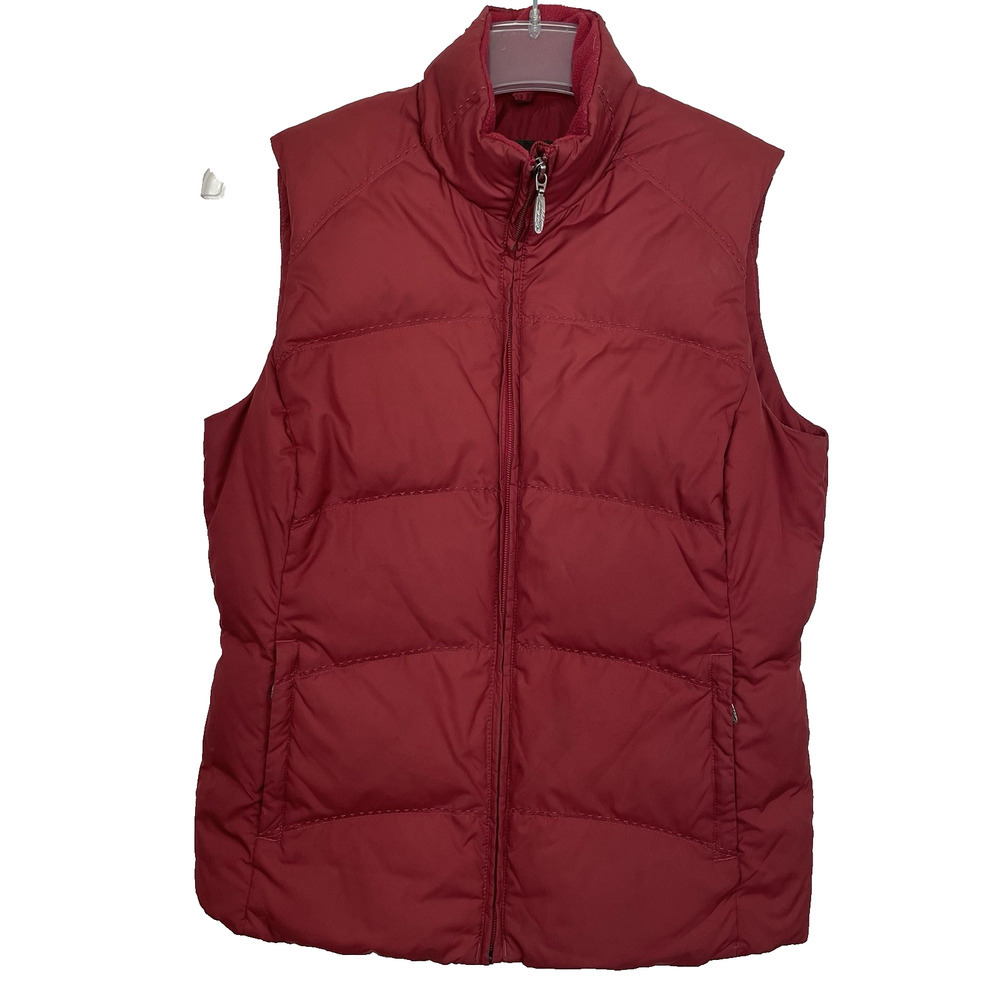 Eddie Bauer Premium Quilted Goose Down Puffer Vest Women Small Brick Red Outdoor